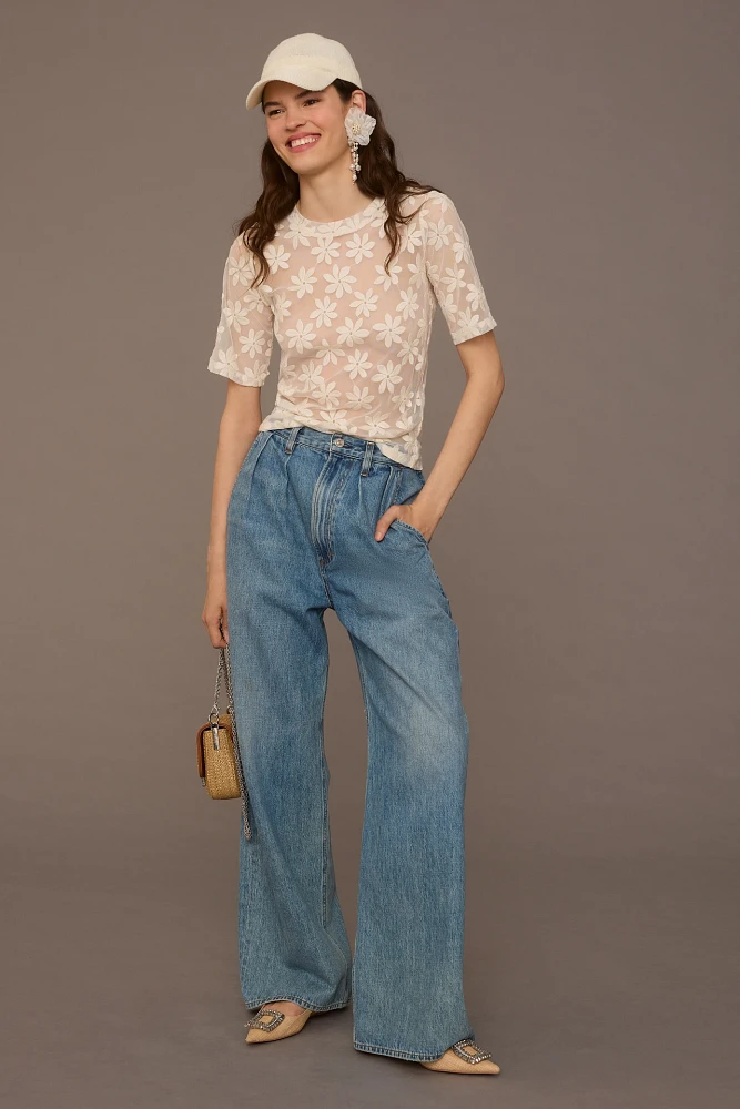 Porridge Daisy Sheer Lace Tee