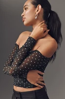 AFRM Odilla Mesh Off-The-Shoulder Long-Sleeve Top