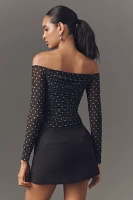 AFRM Odilla Mesh Off-The-Shoulder Long-Sleeve Top