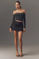 AFRM Odilla Mesh Off-The-Shoulder Long-Sleeve Top