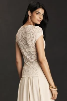 By Anthropologie Short-Sleeve Crew-Neck Lace Top