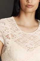 By Anthropologie Short-Sleeve Crew-Neck Lace Top