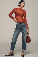 Maeve Bow Lace Turtleneck Top