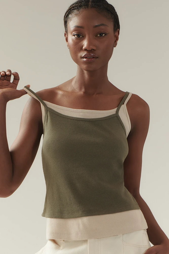 Pilcro Double-Layer Scoop-Neck Crop Tank