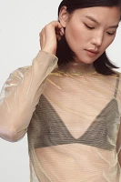 By Anthropologie Long-Sleeve Sheer Shimmer Turtleneck Top