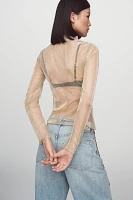 By Anthropologie Long-Sleeve Sheer Shimmer Turtleneck Top