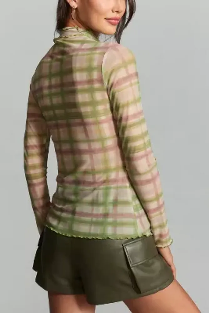 Pilcro Plaid Turtleneck Top