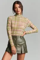 Pilcro Plaid Turtleneck Top