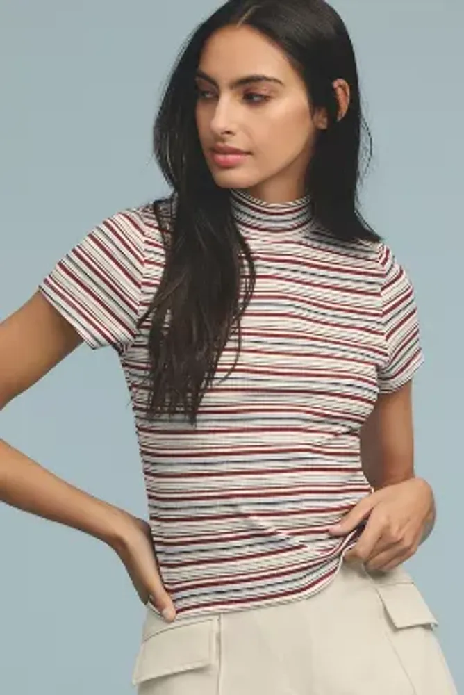 The Blair Baby Tee by Maeve: Mock-Neck Striped Edition