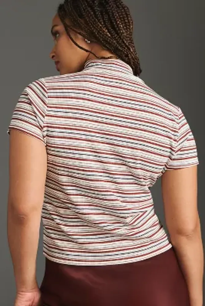 The Blair Baby Tee by Maeve: Mock-Neck Striped Edition