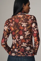 By Anthropologie Mesh Turtleneck Top
