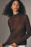 Sanctuary Long-Sleeve Mock-Neck Semi-Sheer Top