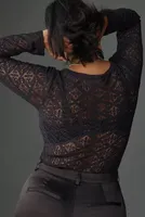 Pilcro Sheer Lace Bodysuit