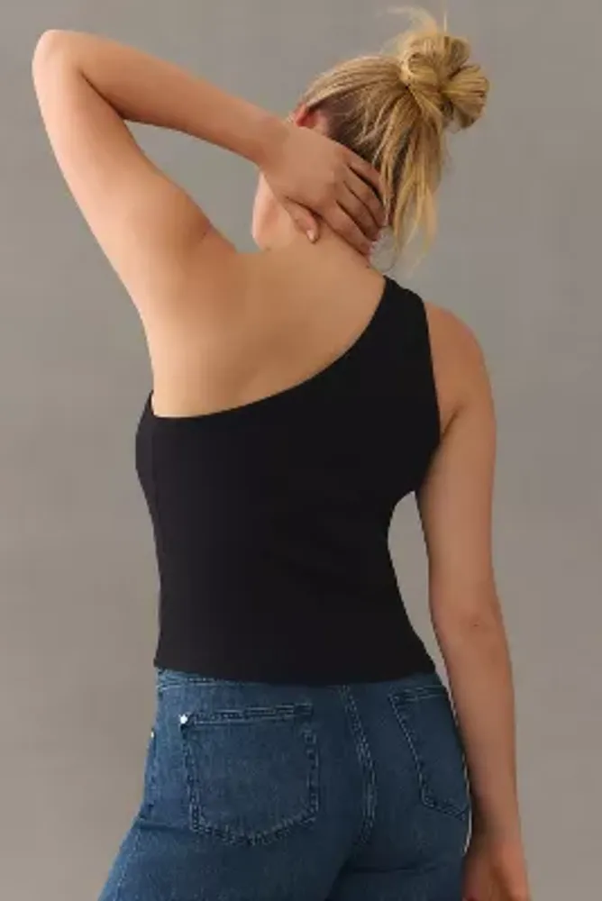 The Zeda Ribbed One-Shoulder Top by Pilcro