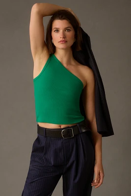 The Zeda Ribbed One-Shoulder Top by Pilcro