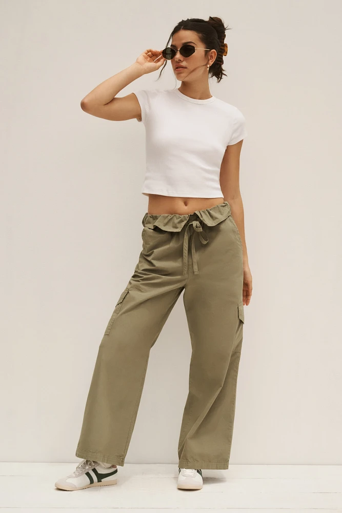 Stateside Fine Poplin Wide-Leg Cargo Pants