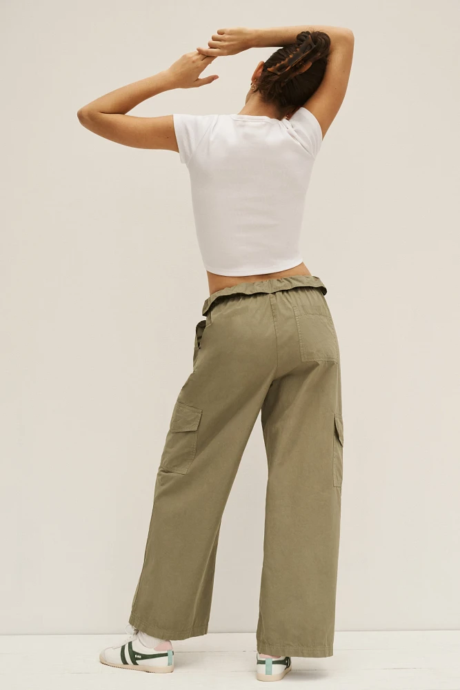 Stateside Fine Poplin Wide-Leg Cargo Pants