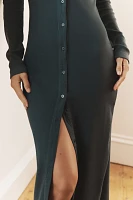 Stateside Long-Sleeve Button-Front Lounge Midi Dress