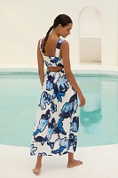 Stateside Tropical Floral Linen Maxi Dress