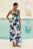 Stateside Tropical Floral Linen Maxi Dress