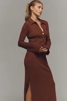 Nation LTD Rennie Long-Sleeve Collared Knit Midi Dress