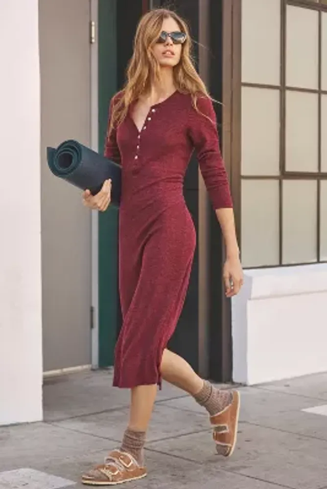 Sol Angeles Thermal Henley Midi Dress