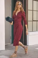 Sol Angeles Thermal Henley Midi Dress