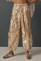 Daily Practice by Anthropologie Base Jump Parachute Pants: Metallic Edition