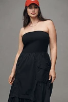 Daily Practice Strapless Drop-Waist Tiered Dress