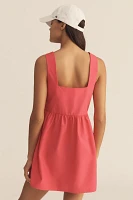 Daily Practice Sleeveless Split-Neck Mini Dress