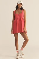 Daily Practice Sleeveless Split-Neck Mini Dress