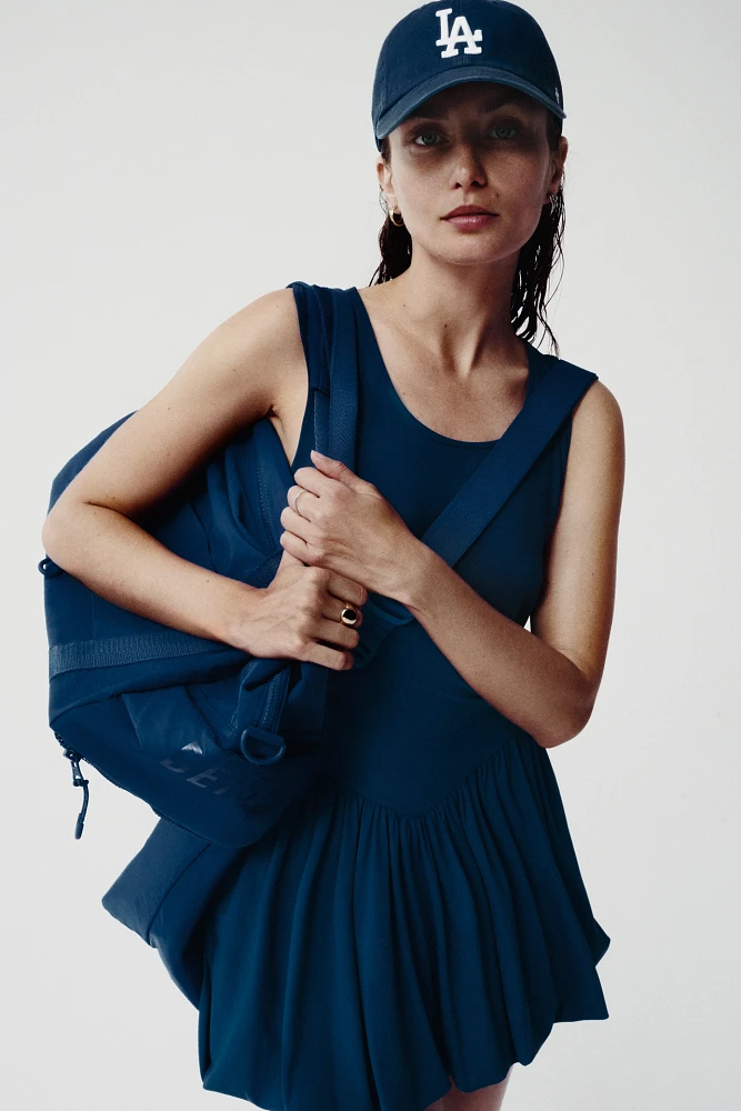 Daily Practice Waypoint Basque-Waist Bubble-Hem Mini Dress