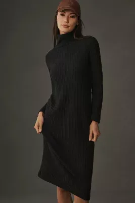 Donni Turtleneck Rib Sweater Midi Dress