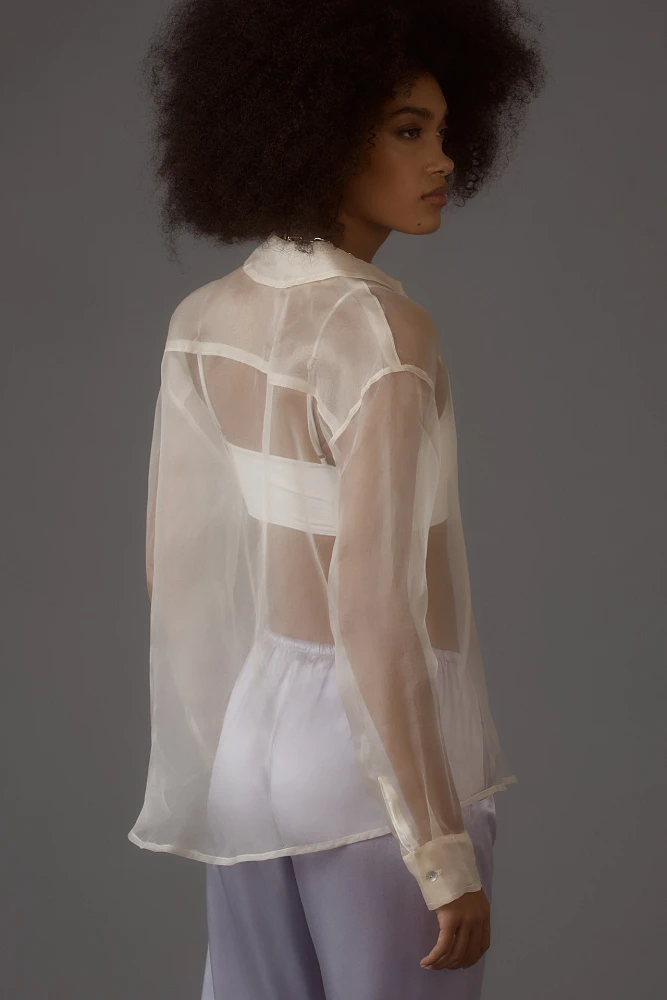 DONNI. Long-Sleeve Silk Organza Shirt