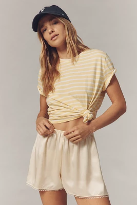 DONNI. The Silk Lace Tap Pull-On Shorts