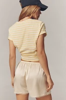 DONNI. The Silk Lace Tap Pull-On Shorts
