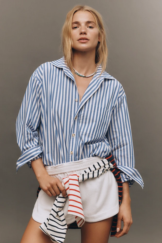 DONNI. The Pop Long-Sleeve Poplin Buttondown Shirt