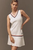 English Factory Sleeveless Mixed-Media Pleated Mini Dress