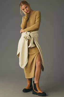 Sundry Long-Sleeve Tee Maxi Dress