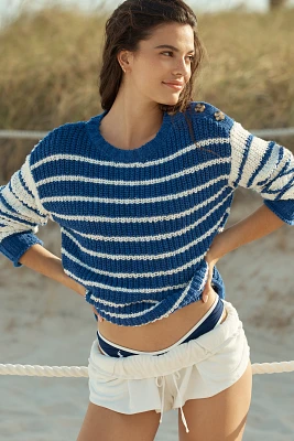 Sundry Striped Boatneck Pullover Sweater