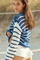 Sundry Striped Boatneck Pullover Sweater