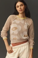 Sundry Daisy Open-Knit Crew-Neck Sweater