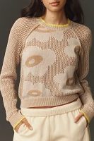 Sundry Daisy Open-Knit Crew-Neck Sweater