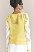 Sundry Open-Knit Colorblock Sweater