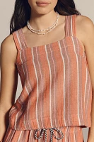 Sundry Striped Cotton Gauze Cross-Back Swing Tank Top