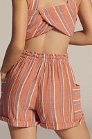Sundry Striped Cotton Gauze Drawstring Shorts