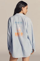 Sundry Striped Oversized Graphic Buttondown Shirt