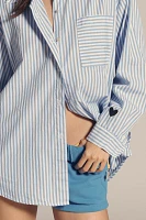 Sundry Striped Oversized Graphic Buttondown Shirt