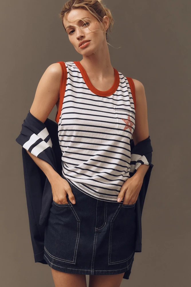 Sundry Stripe Pocket Tank Top