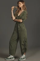 Daily Practice by Anthropologie Horizon Wide-Leg Jumpsuit: Short-Sleeve Edition